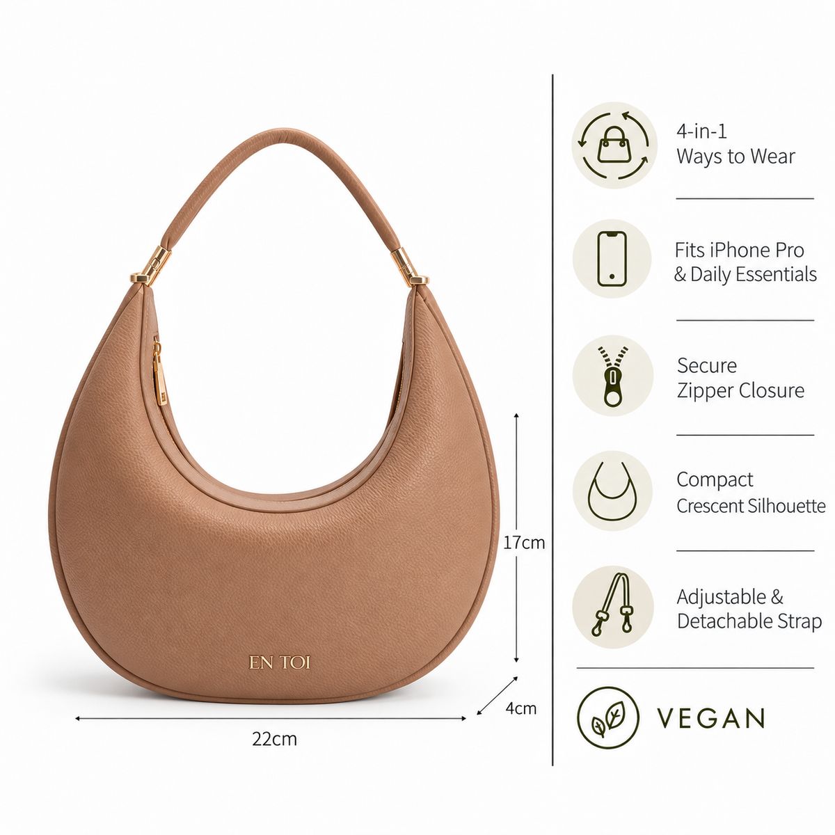 Hazel Crescent Bag Brown