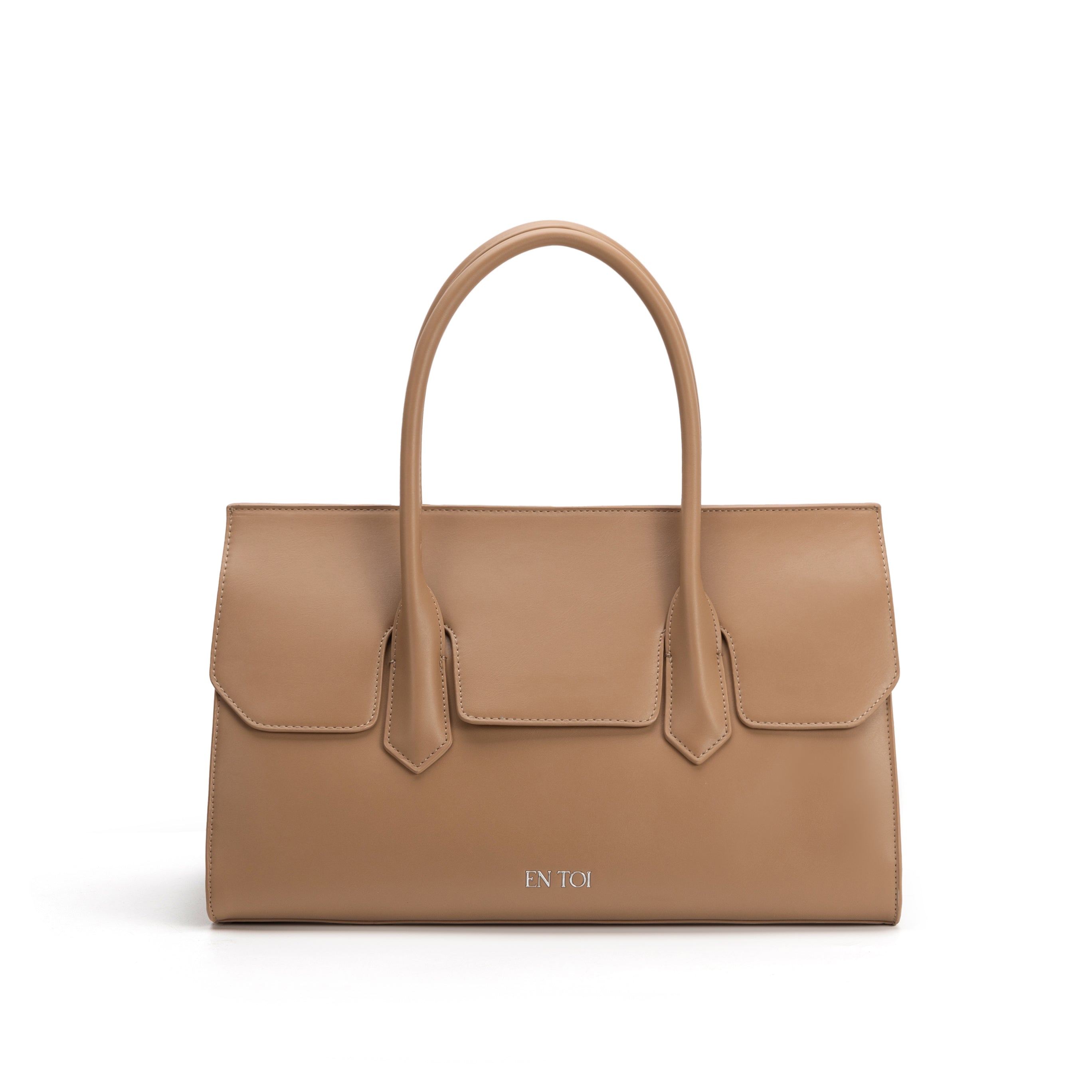 Brown top-handle tote bag for women
