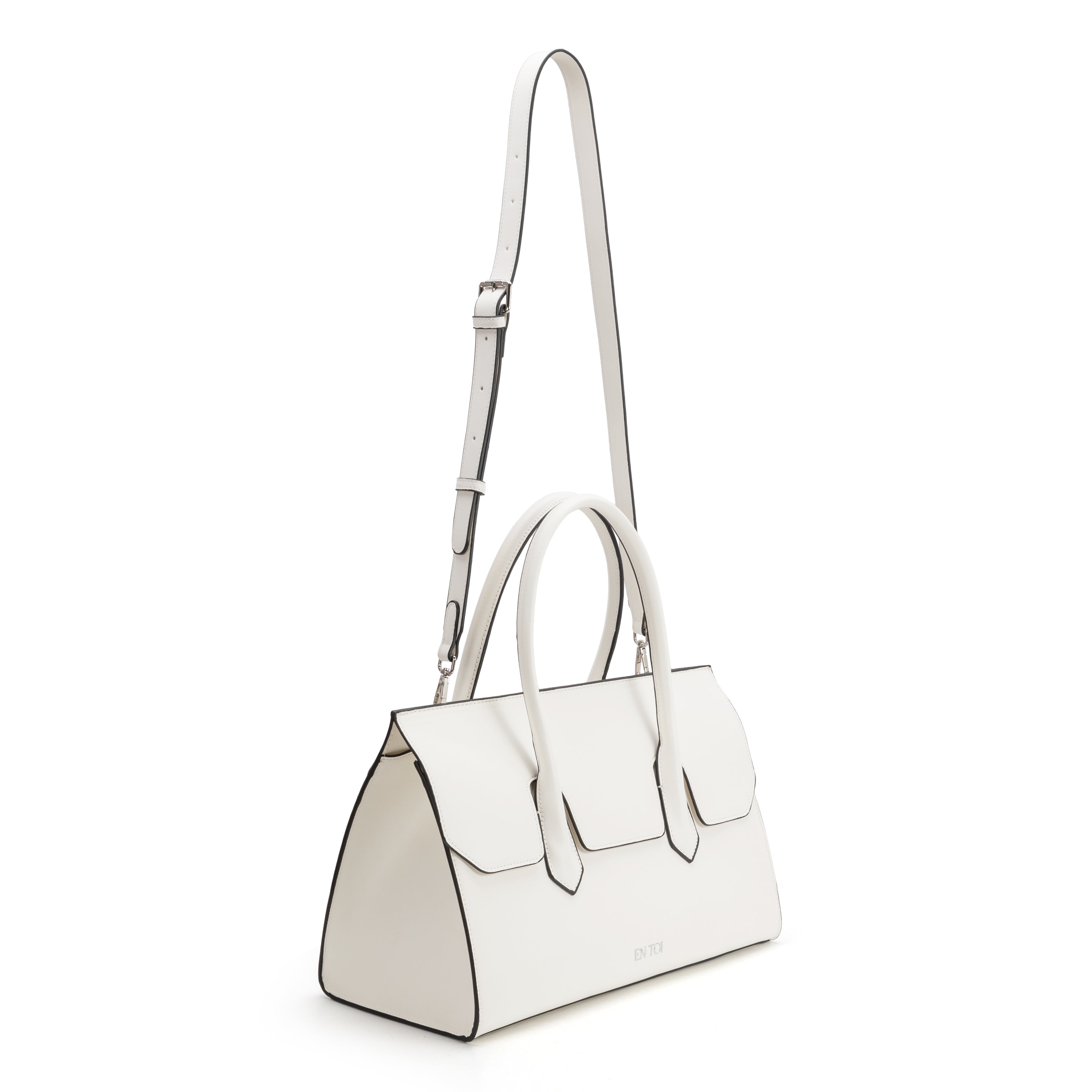 White top-handle tote bag for women