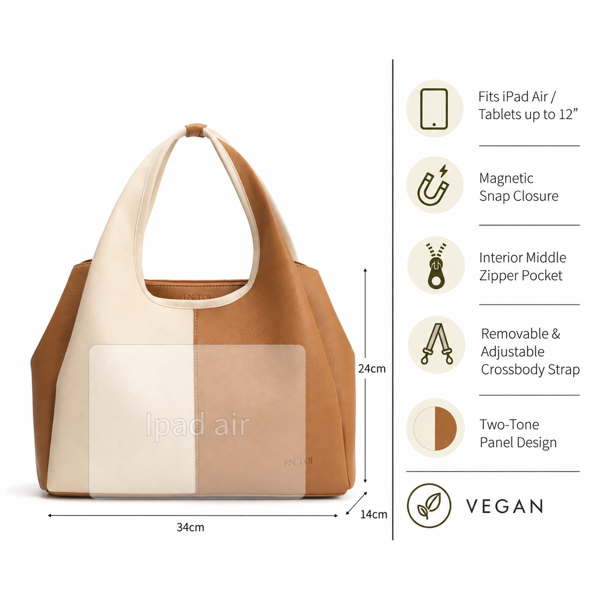 Jessica Tote Brown and White