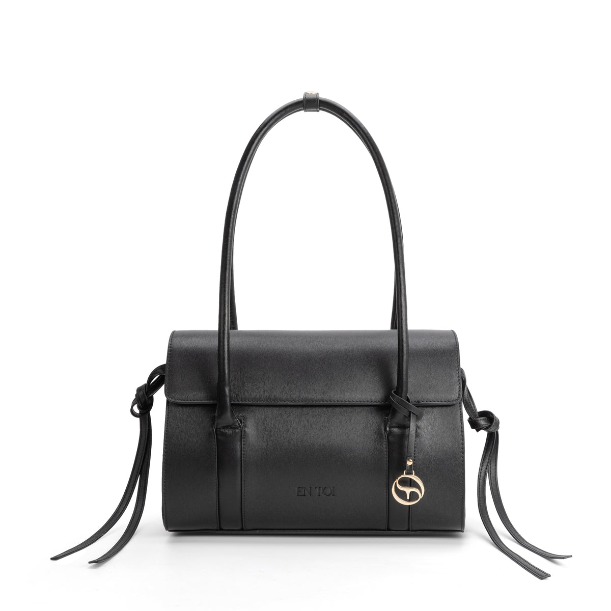 Athens black vegan leather satchel bag by EN TOI