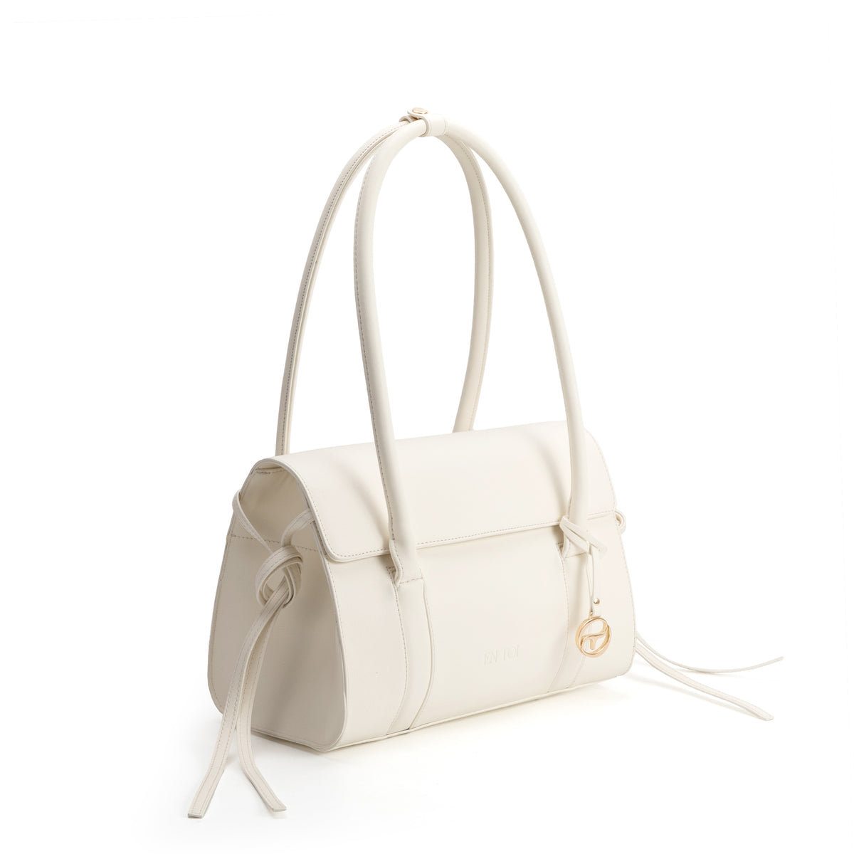 Athens off white satchel bag three quarter view