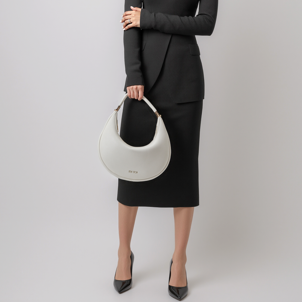 Hazel Crescent Bag White