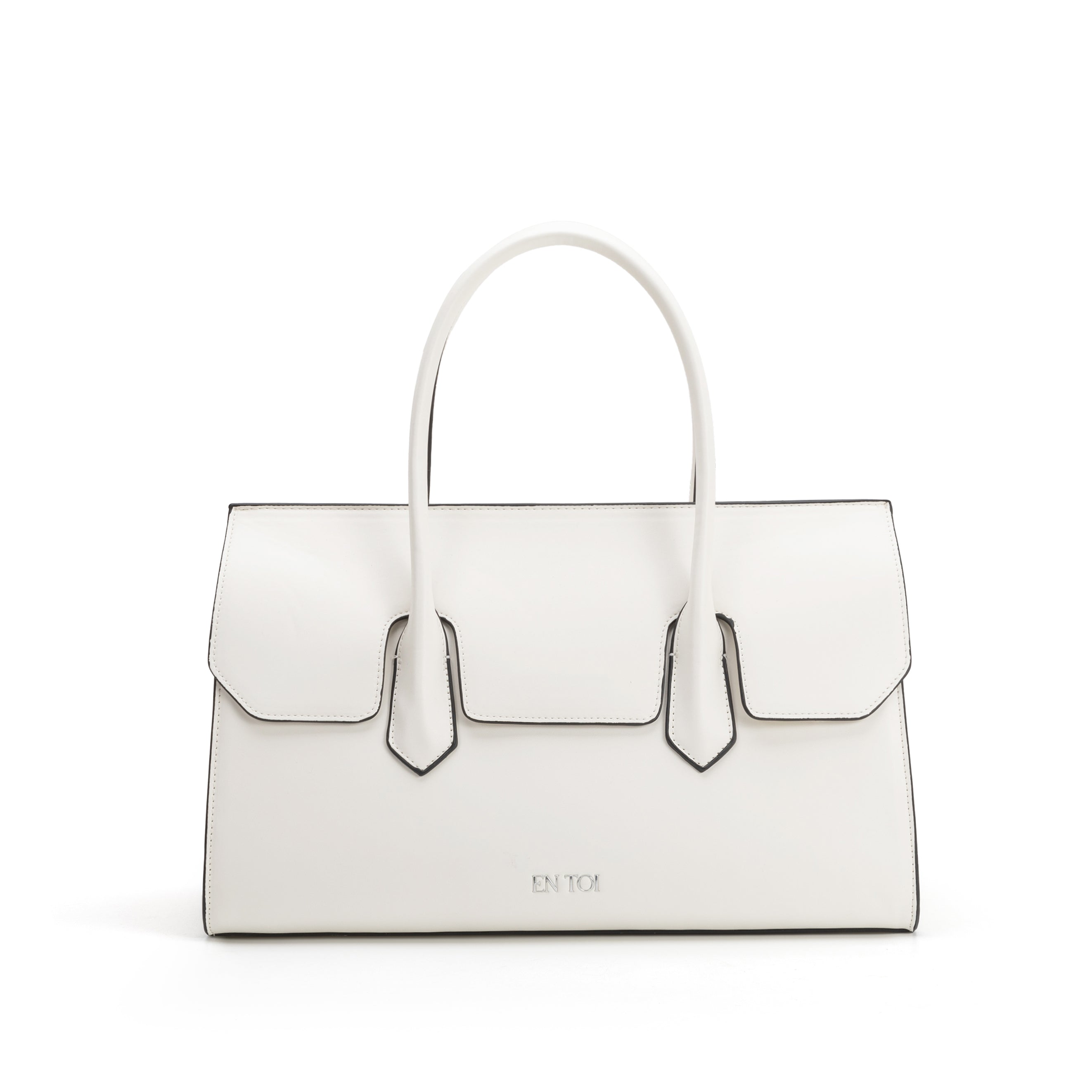 White top-handle tote bag for women
