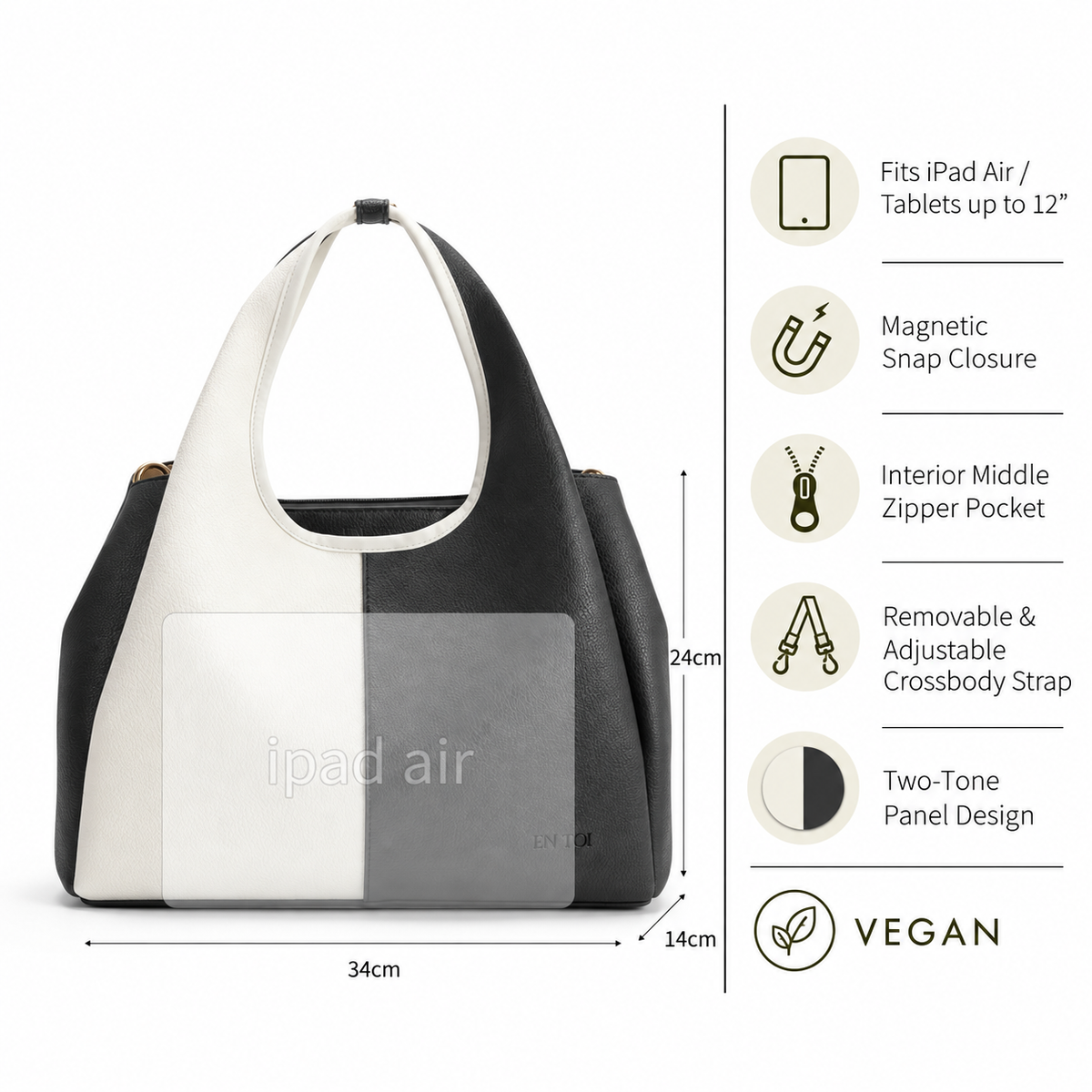 Jessica Tote Black and White