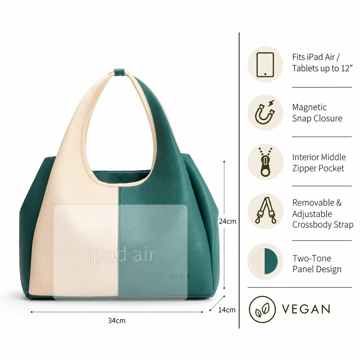 Jessica Tote Green and Beige