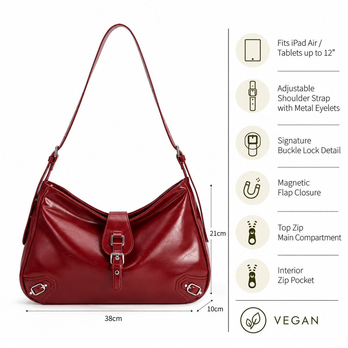 Rachel Red Hobo Bag Red